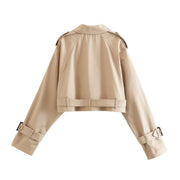 Kurzer Damen Trenchcoat mit Gürtel und verstellbaren Ärmeln