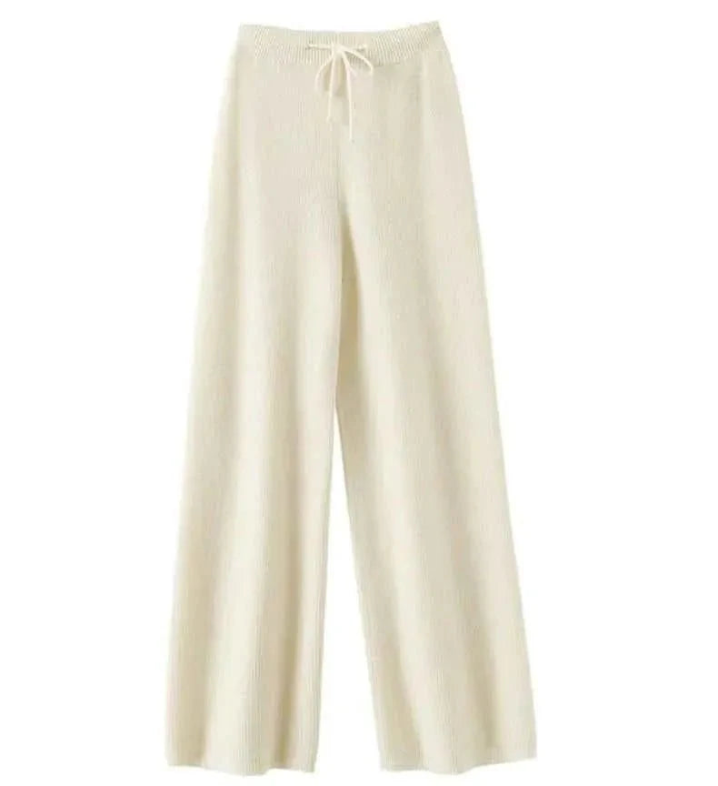Lana – Weite Strickhose aus echter Wolle mit Tunnelzug
