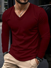 Langarmshirt Herren V-Ausschnitt