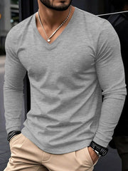 Langarmshirt Herren V-Ausschnitt