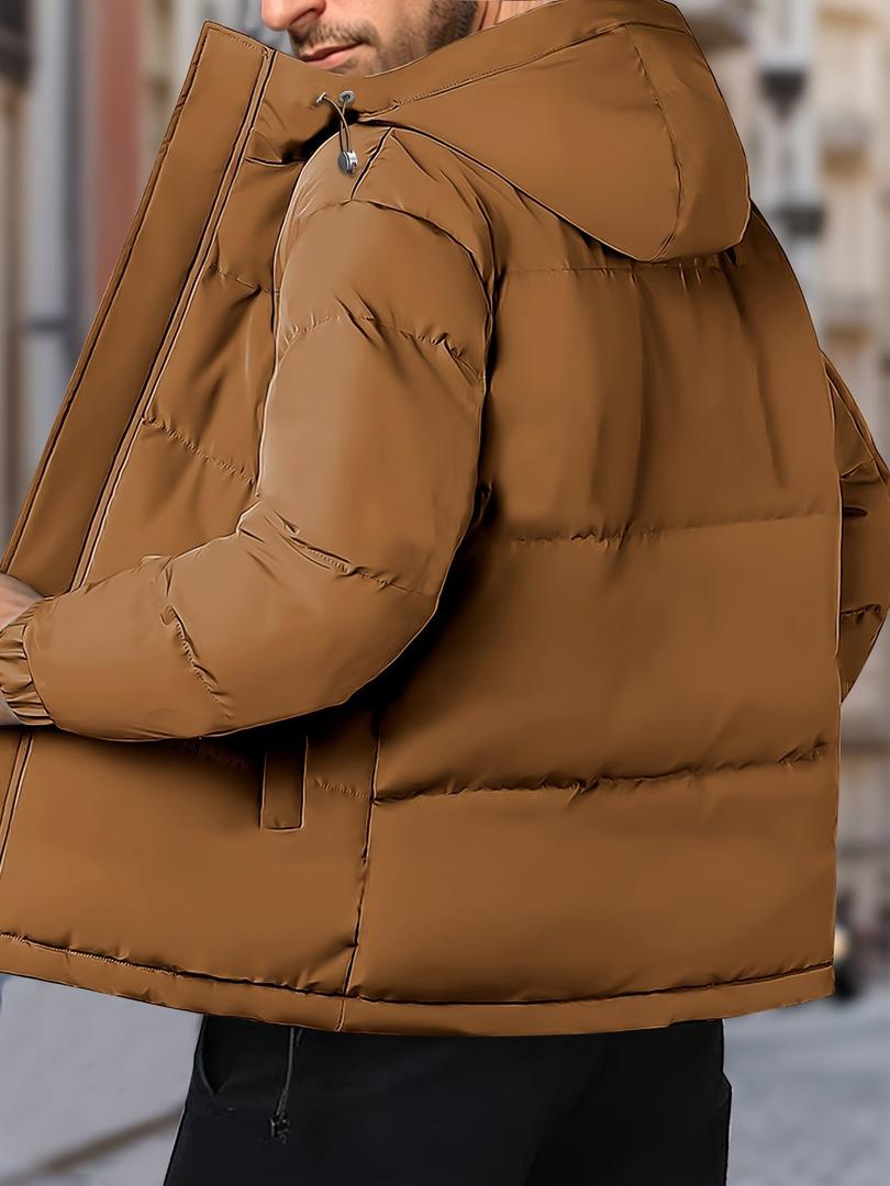 Herren-Winter-Steppjacke Mit Kapuze | Mit Reißverschluss