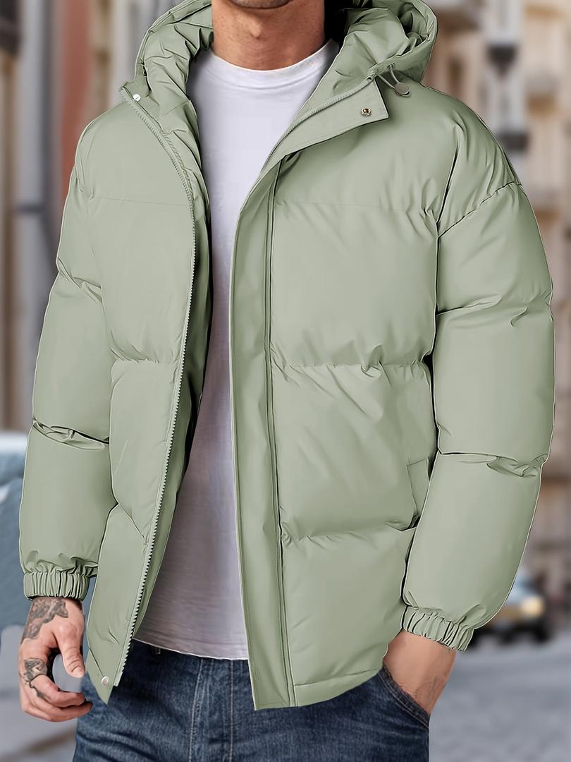 Herren-Winter-Steppjacke Mit Kapuze | Mit Reißverschluss