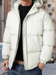 Herren-Winter-Steppjacke Mit Kapuze | Mit Reißverschluss
