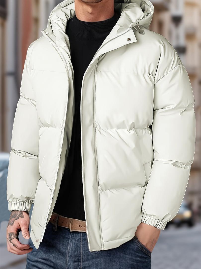 Herren-Winter-Steppjacke Mit Kapuze | Mit Reißverschluss