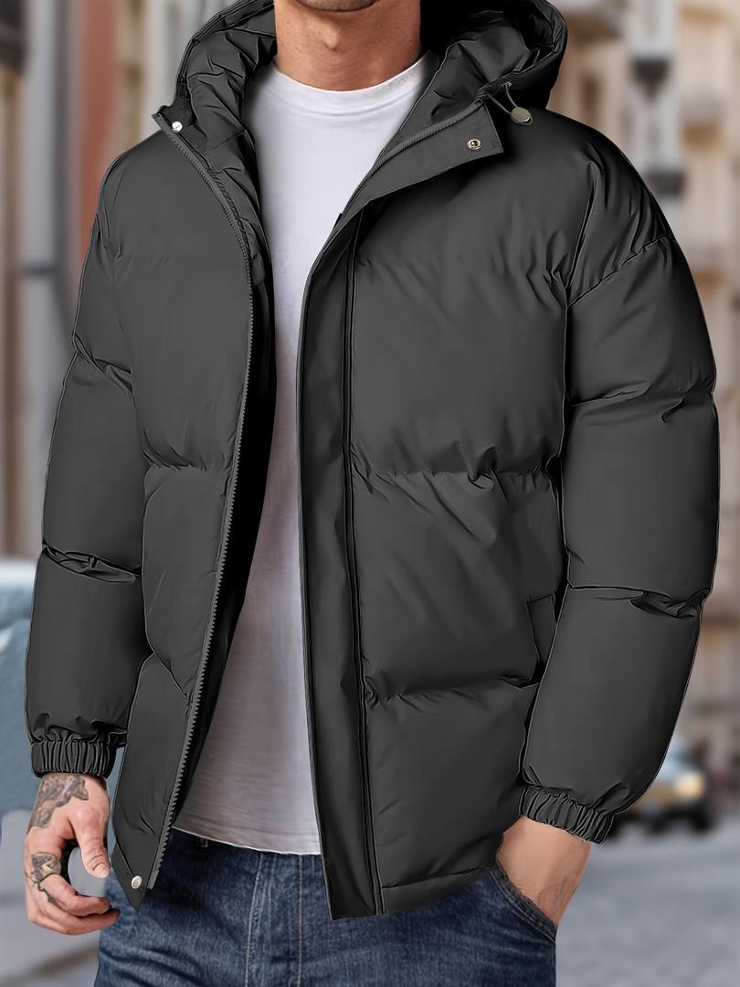 Herren-Winter-Steppjacke Mit Kapuze | Mit Reißverschluss