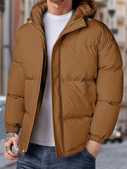 Herren-Winter-Steppjacke Mit Kapuze | Mit Reißverschluss