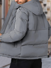 Herren-Winter-Steppjacke Mit Kapuze | Mit Reißverschluss