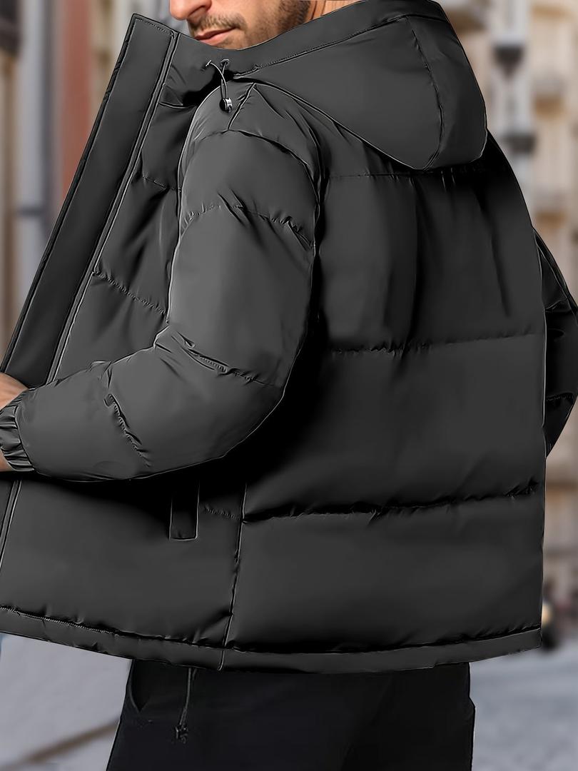 Herren-Winter-Steppjacke Mit Kapuze | Mit Reißverschluss