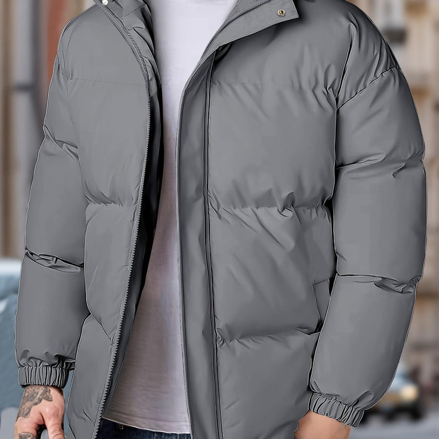 Herren-Winter-Steppjacke Mit Kapuze | Mit Reißverschluss