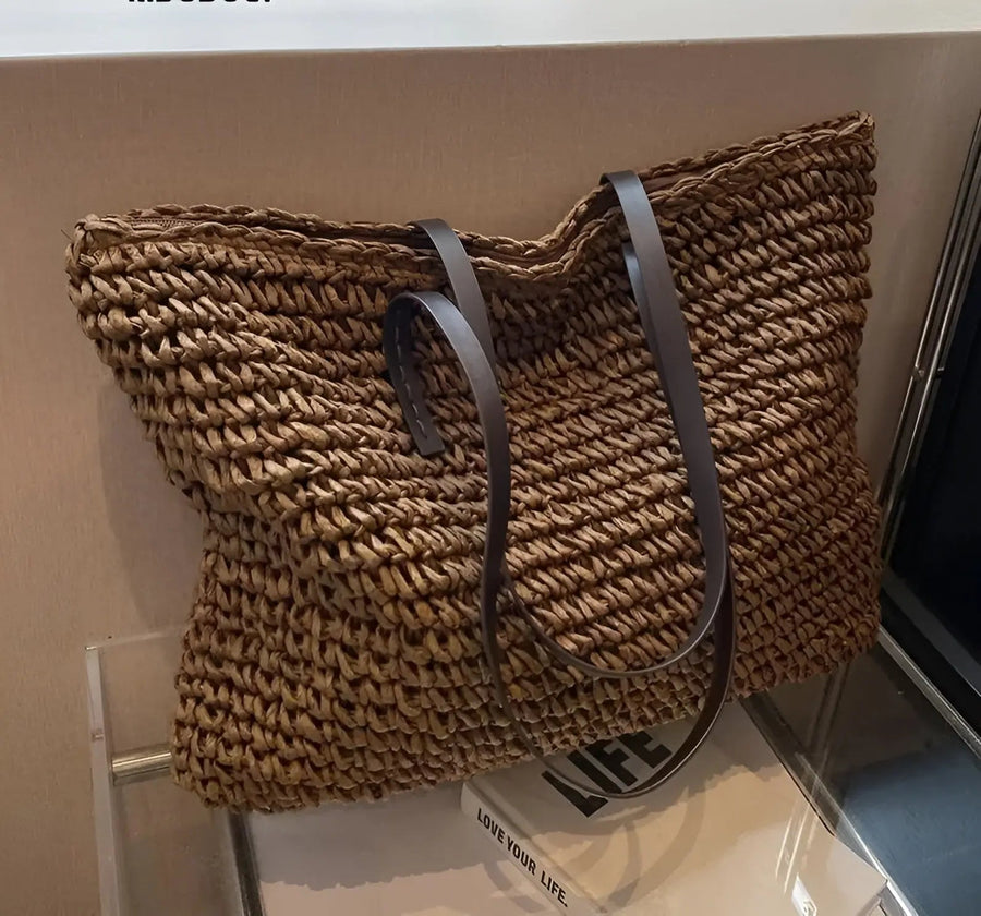 Boho Damentasche – Handgewebte Strandtasche mit Quasten & Details