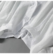 Greta | Leinen Bluse Langarm Oversized V-Ausschnitt Sommer