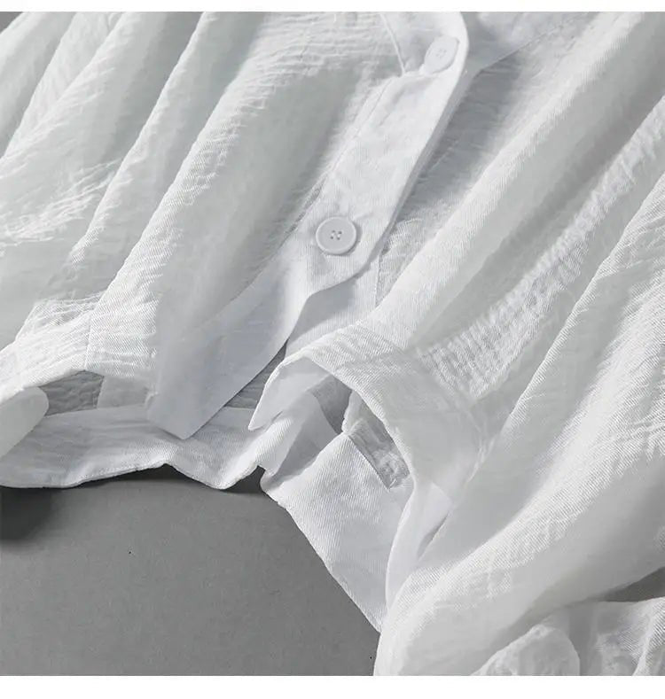 Greta | Leinen Bluse Langarm Oversized V-Ausschnitt Sommer