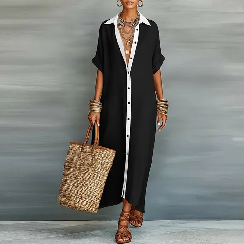 Hannah | Leinen Maxi Hemdblusenkleid Knopfleiste Relaxed