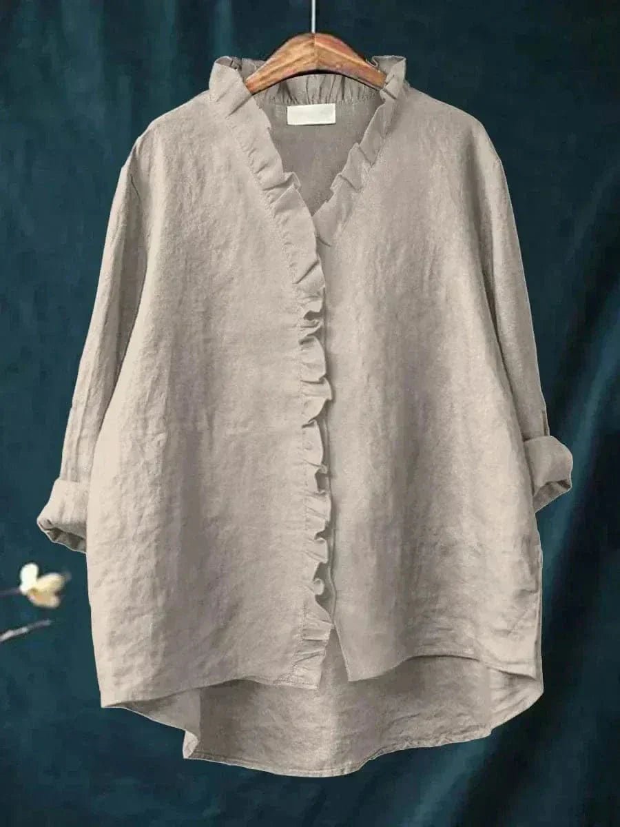Nora | Leinen Rüschen Bluse Langarm Relaxed Fit Sommer