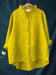 Nora | Leinen Rüschen Bluse Langarm Relaxed Fit Sommer
