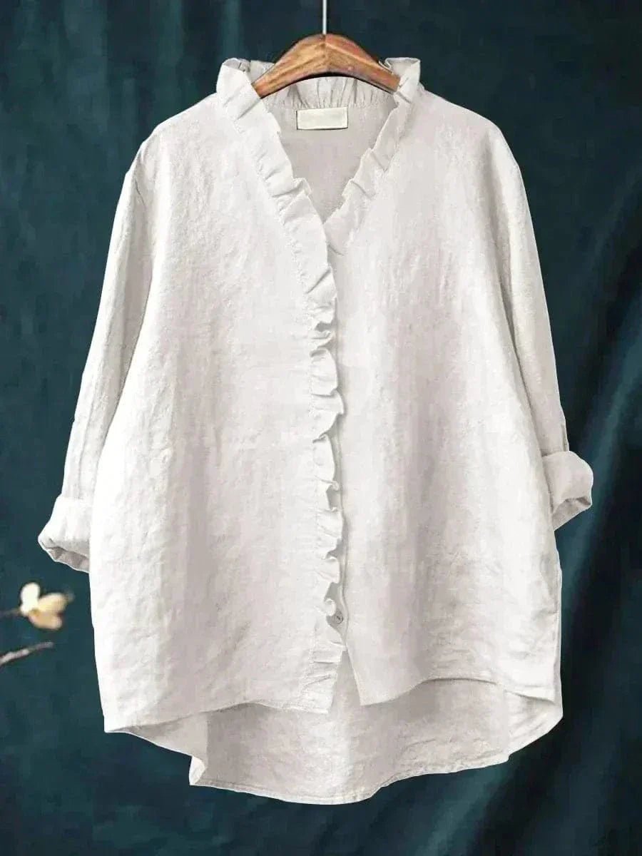 Nora | Leinen Rüschen Bluse Langarm Relaxed Fit Sommer