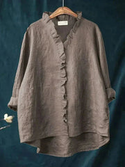 Nora | Leinen Rüschen Bluse Langarm Relaxed Fit Sommer