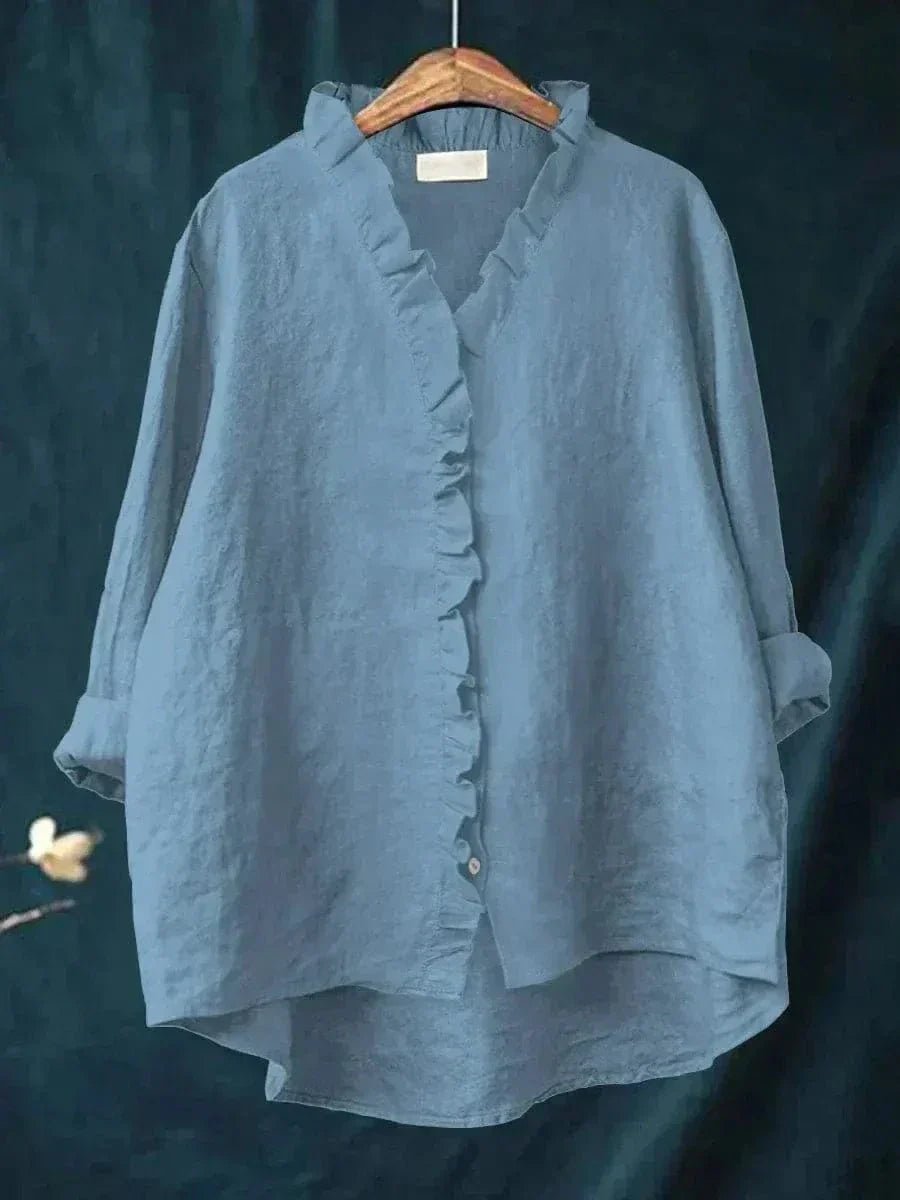 Nora | Leinen Rüschen Bluse Langarm Relaxed Fit Sommer