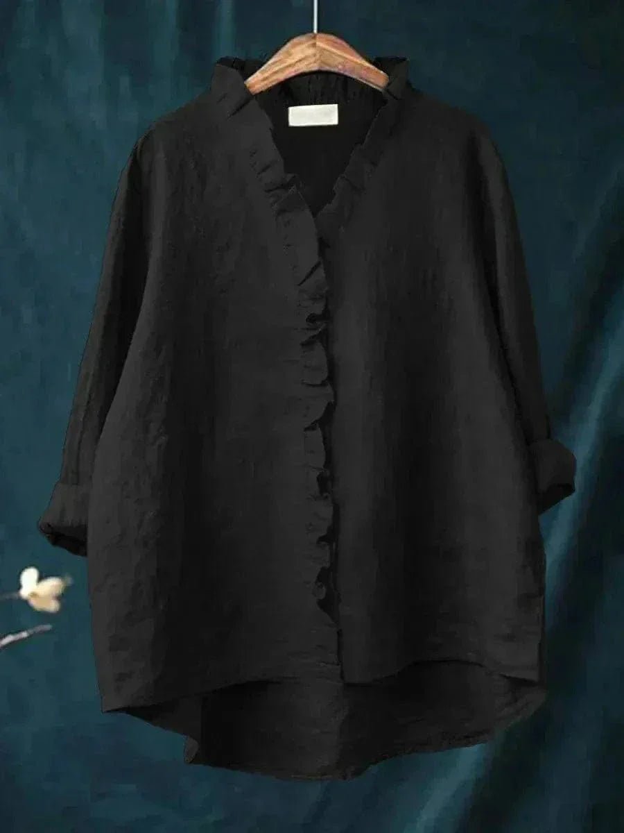 Nora | Leinen Rüschen Bluse Langarm Relaxed Fit Sommer