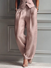 Frieda | Leinen-Set Weste & Weite Hose Business Zweiteiler