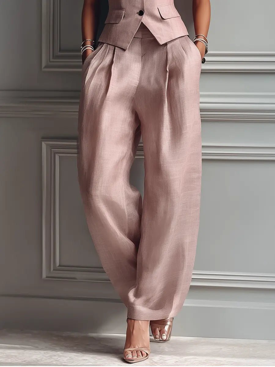 Frieda | Leinen-Set Weste & Weite Hose Business Zweiteiler