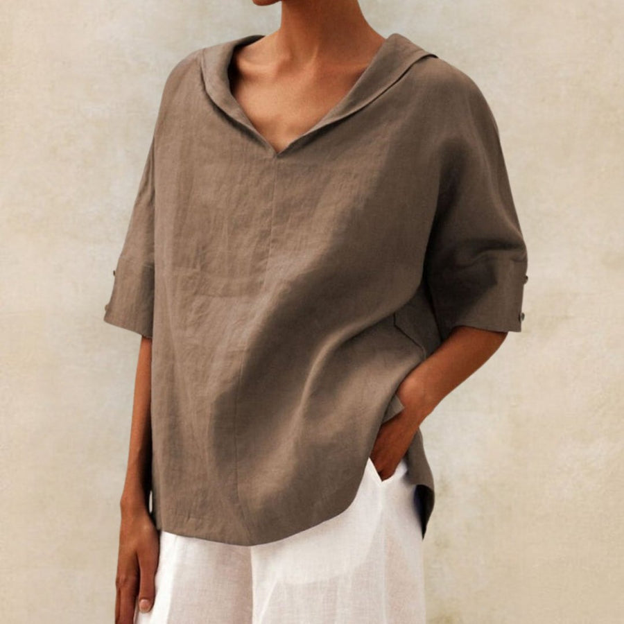 Lena | V-Ausschnitt Leinenbluse