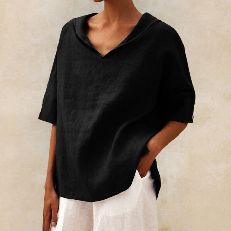 Lena | V-Ausschnitt Leinenbluse