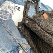 Oversized Canvas Strandtas – Damen Shopper mit Leopardenmuster