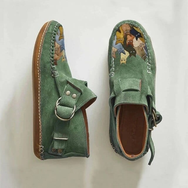 Gemusterte Damen-Loafers mit Schnallen – Bequeme und stylische Mokassins für den Alltag