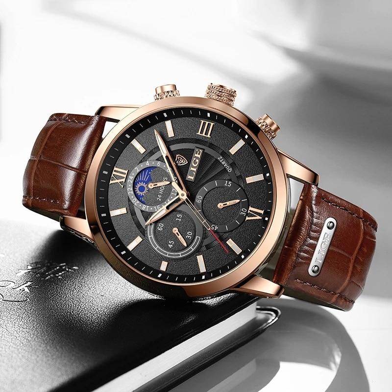 Klassische Lederarmbanduhr
