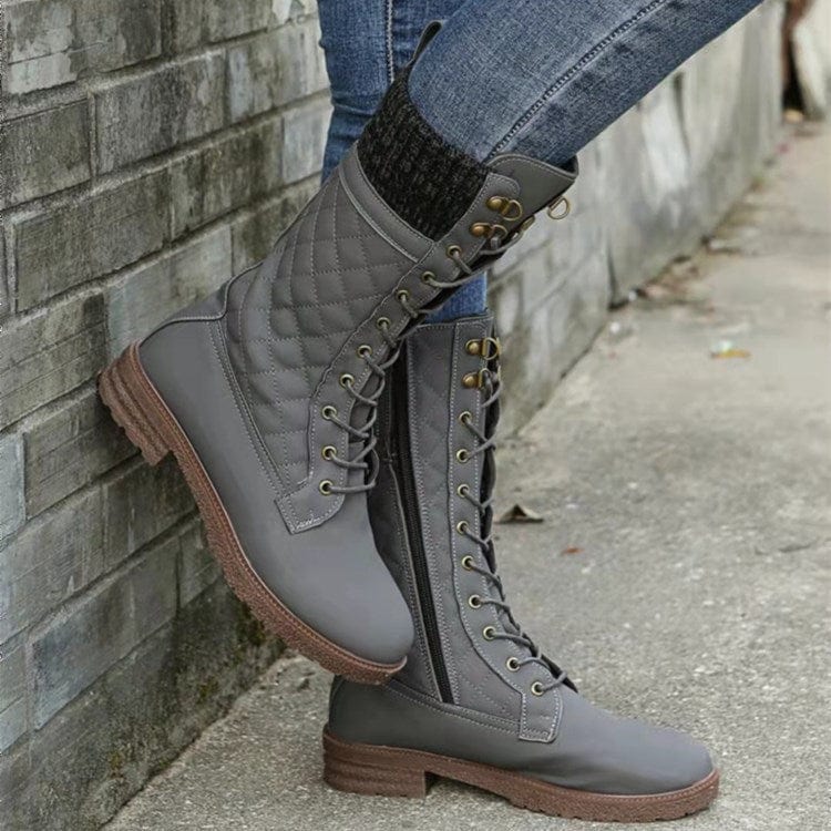 Damen Winter-Schnürstiefel – Gefütterte Outdoor-Stiefel mit rutschfester Sohle, Modische und warme Boots für kalte Tage