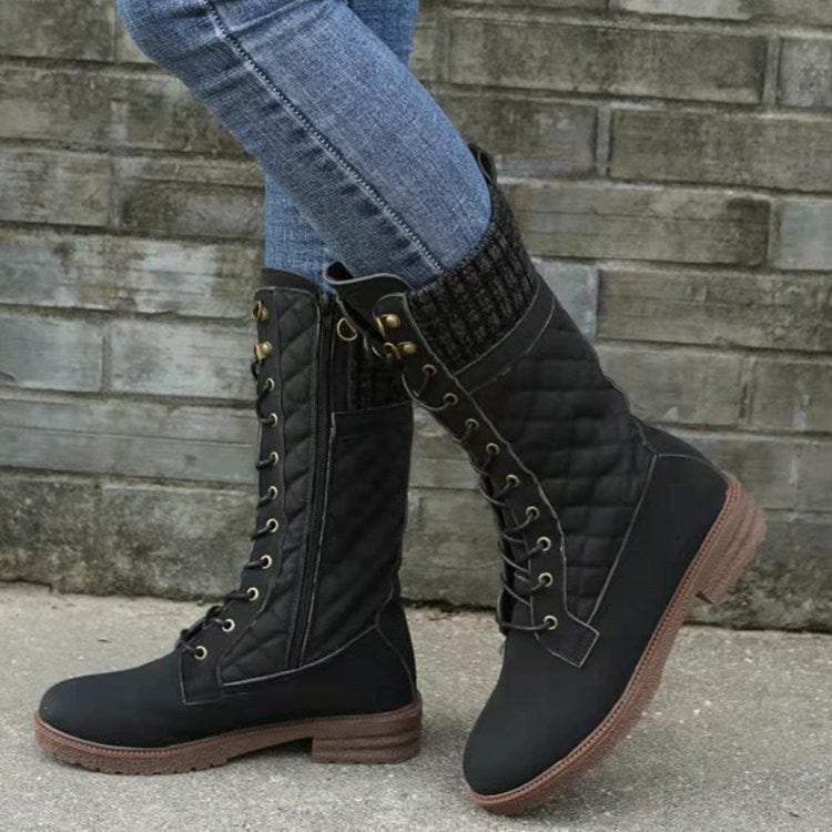 Damen Winter-Schnürstiefel – Gefütterte Outdoor-Stiefel mit rutschfester Sohle, Modische und warme Boots für kalte Tage