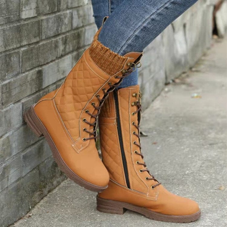 Damen Winter-Schnürstiefel – Gefütterte Outdoor-Stiefel mit rutschfester Sohle, Modische und warme Boots für kalte Tage