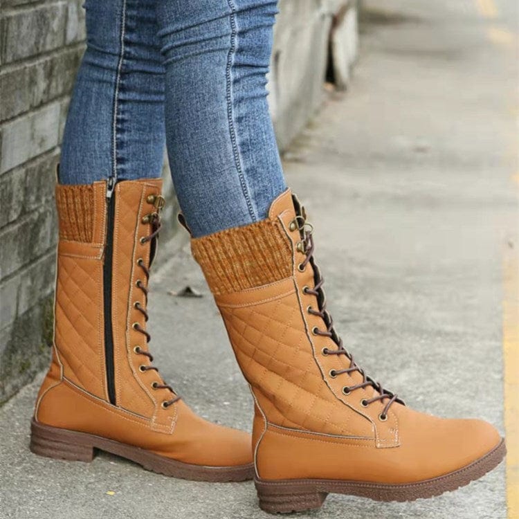 Damen Winter-Schnürstiefel – Gefütterte Outdoor-Stiefel mit rutschfester Sohle, Modische und warme Boots für kalte Tage