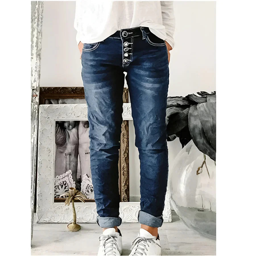SEDA - STRETCH-JEANS MIT KNÖPFEN