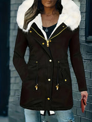 Trendige Winterjacke Mit Kapuze Für Damen | Kunstfell