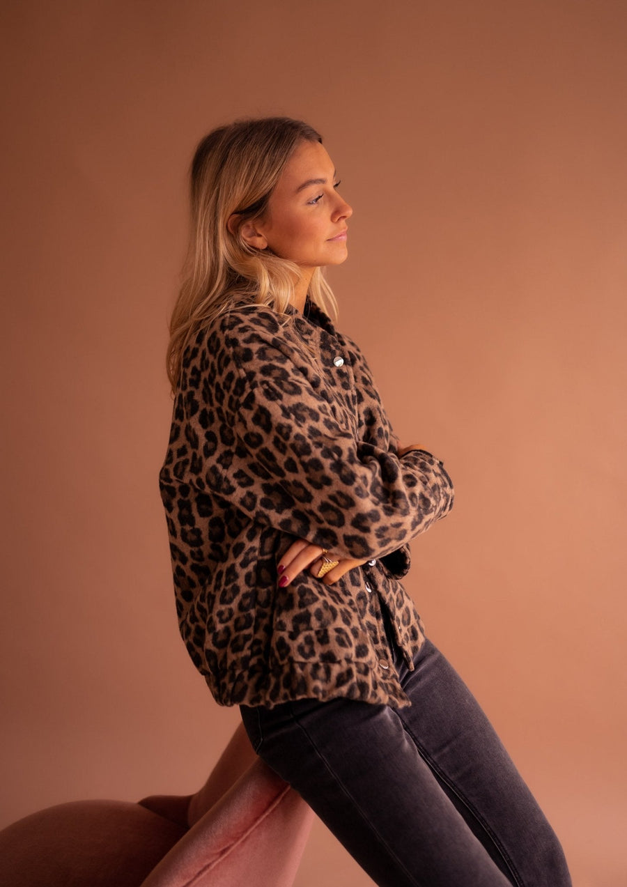 Damen Bomberjacke mit Leopardenmuster – Trendige Übergangsjacke