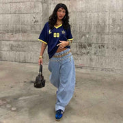Luna – Weites Trikot-Oberteil im Retro-Stil mit sportlichen Details