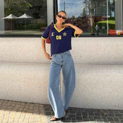 Luna – Weites Trikot-Oberteil im Retro-Stil mit sportlichen Details
