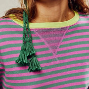 Helen Gestreifter Oversize Pullover mit Küstenflair | Grün / Rosa