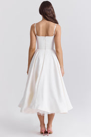 Satin-Korsett-Midi-Kleid für Damen | Hochzeitsgast