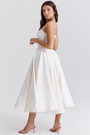 Satin-Korsett-Midi-Kleid für Damen | Hochzeitsgast