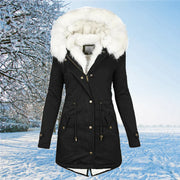 Warme Damen Winterjacke mit Kunstfellkapuze – Modische Parka-Jacke für kalte Tage, ideal für Winterausflüge