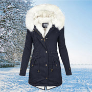 Warme Damen Winterjacke mit Kunstfellkapuze – Modische Parka-Jacke für kalte Tage, ideal für Winterausflüge