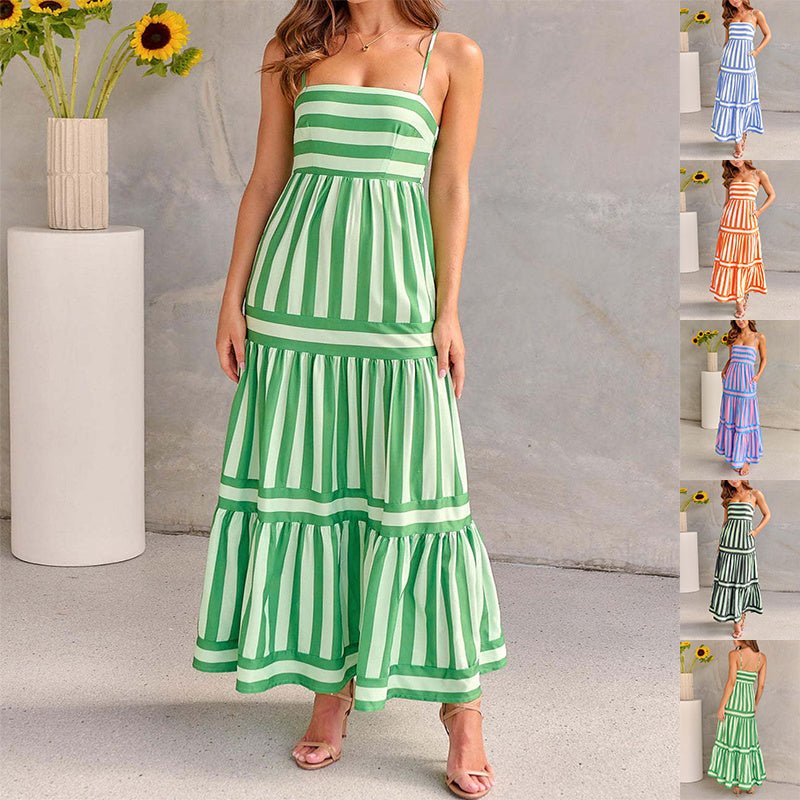Marisol | Damen Gestreiftes Maxikleid Träger & Taschen – Strandkleid Urlaub 2026
