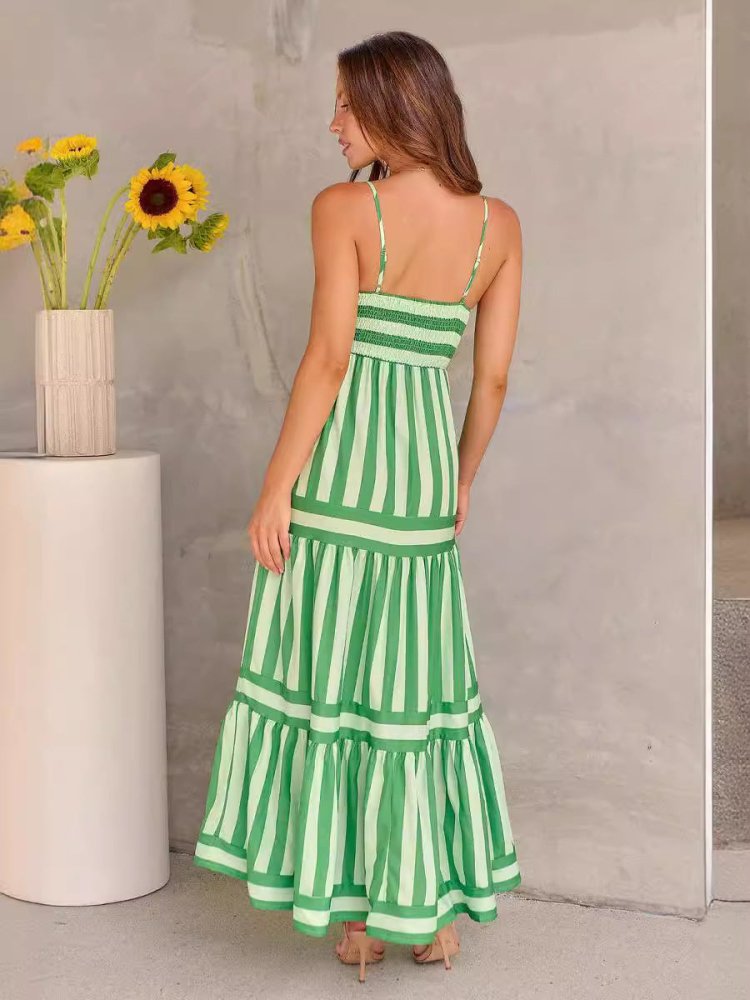 Marisol | Damen Gestreiftes Maxikleid Träger & Taschen – Strandkleid Urlaub 2026