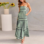 Marisol | Damen Gestreiftes Maxikleid Träger & Taschen – Strandkleid Urlaub 2026