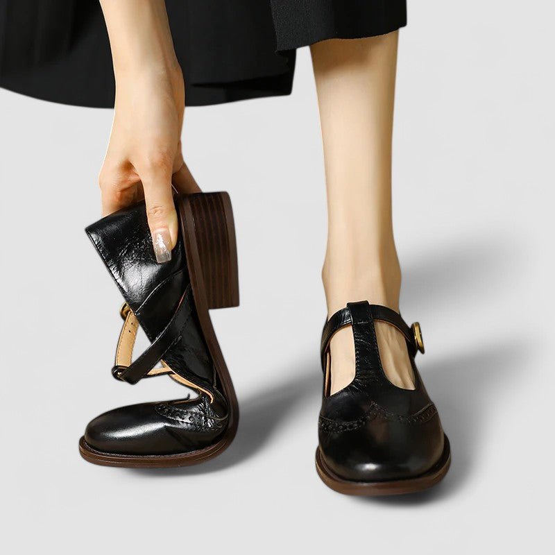 Marlene | Mary Jane Schuhe Orthopädisch T-Riemen Blockabsatz