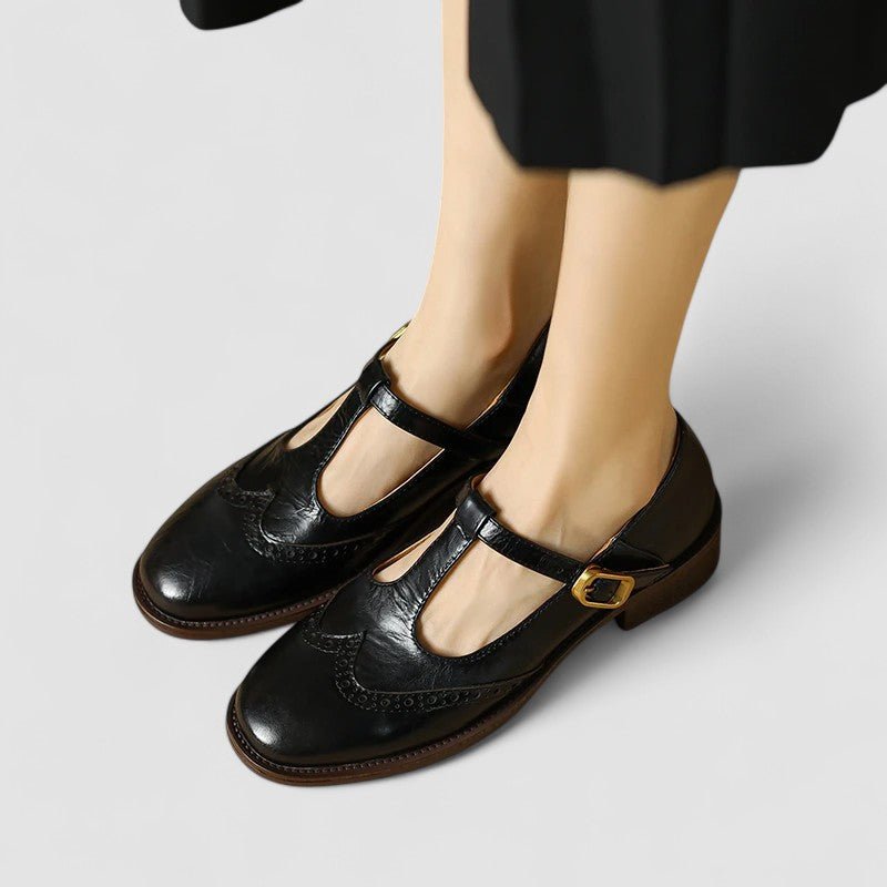 Marlene | Mary Jane Schuhe Orthopädisch T-Riemen Blockabsatz
