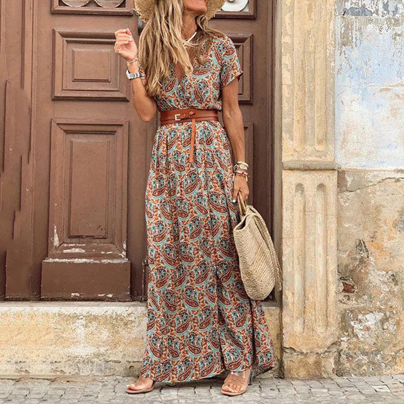 Liora | Maxi Ibiza Kleid im Hippie-Stil + GRATIS Gürtel